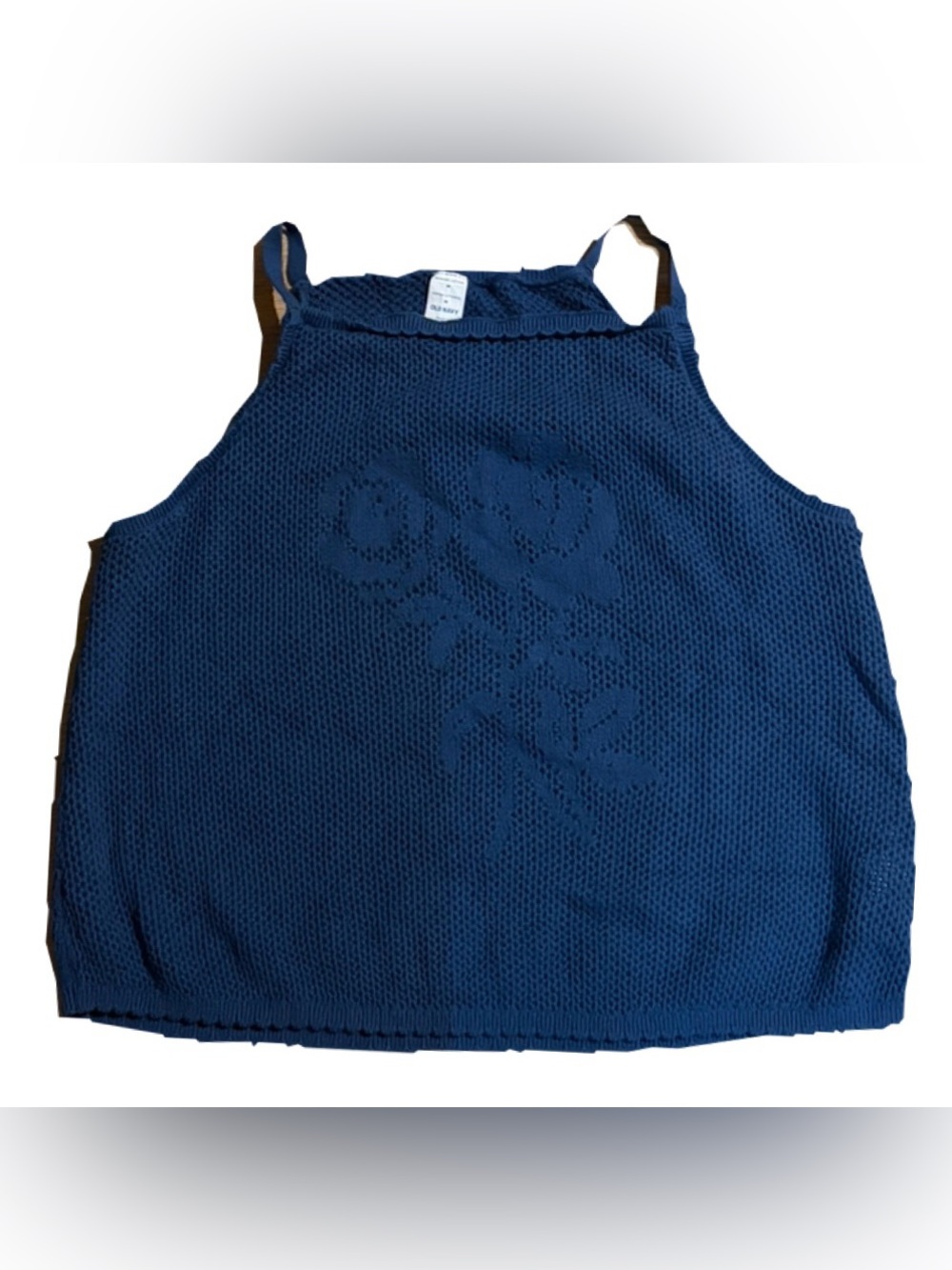 Old Navy Navy Floral Knit Tank Top